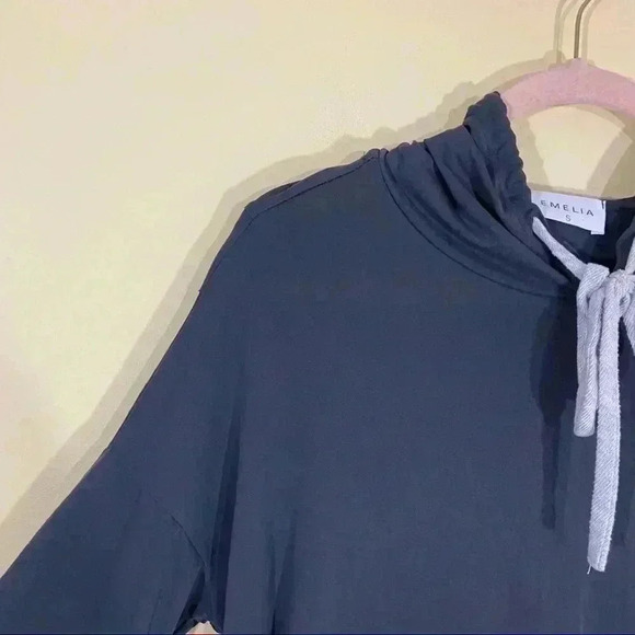 Emelia Gray Faux Wrap Open Back Hoodie Sweatshirt - Picture 5 of 13